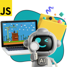 Язык программирования JavaScript + AI. Проектное обучение + геймификация + AI-помощники - КИБЕРшкола программирования для детей, компьютерные курсы для школьников, начинающих и подростков - KIBERone г. Гурьевск
